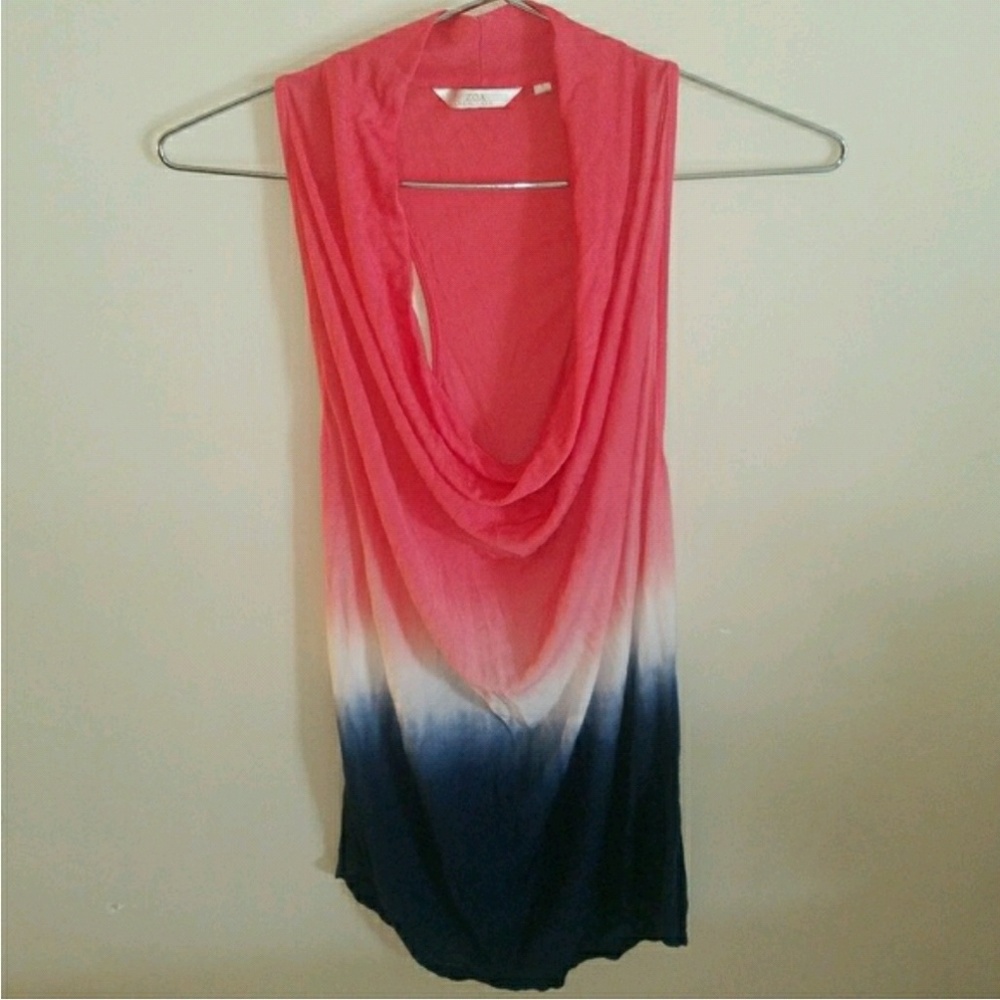 Anthropologie Zoa Ombre Dip Dye Silk Cowl Tank